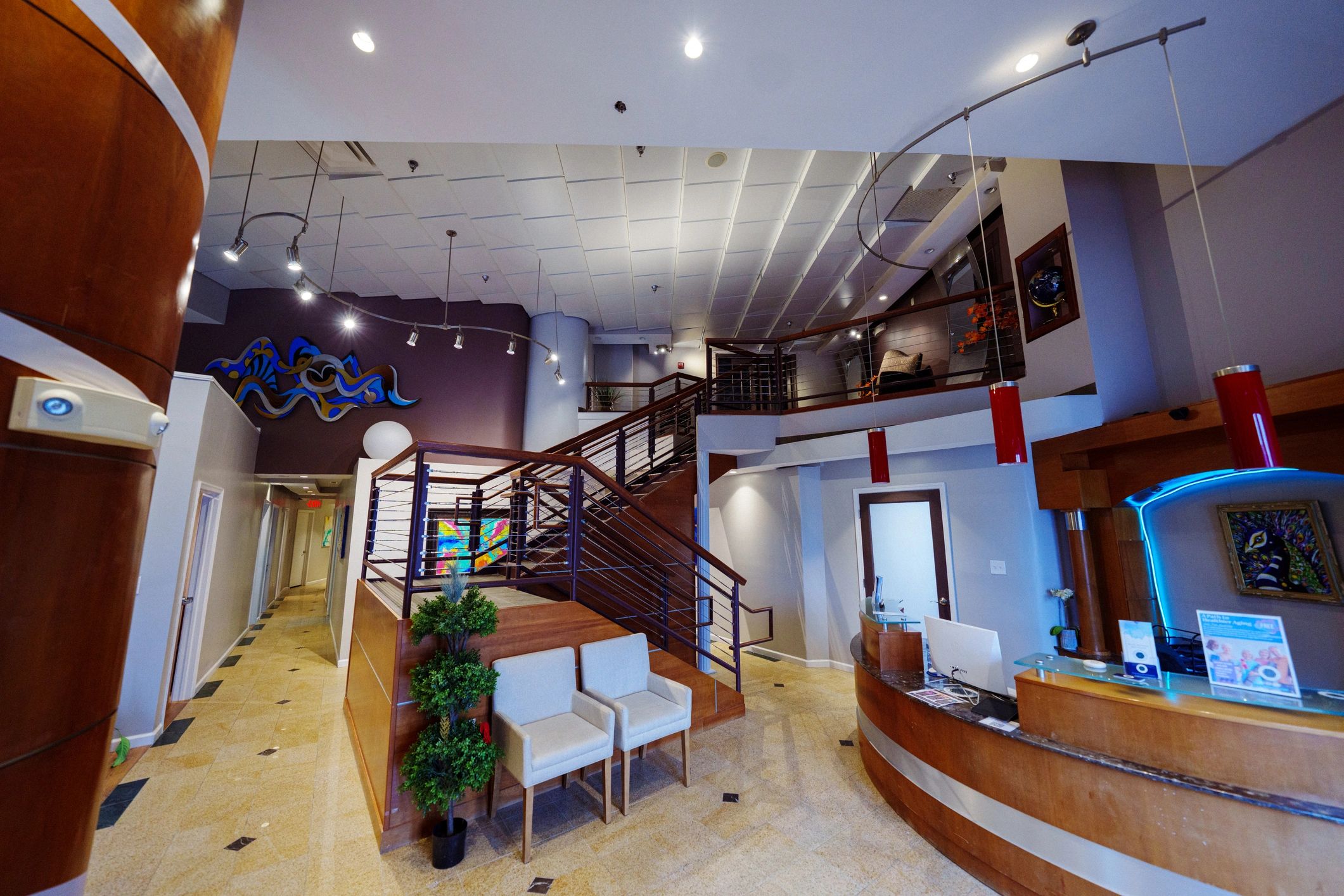 Reception area of a luxury wellness spa